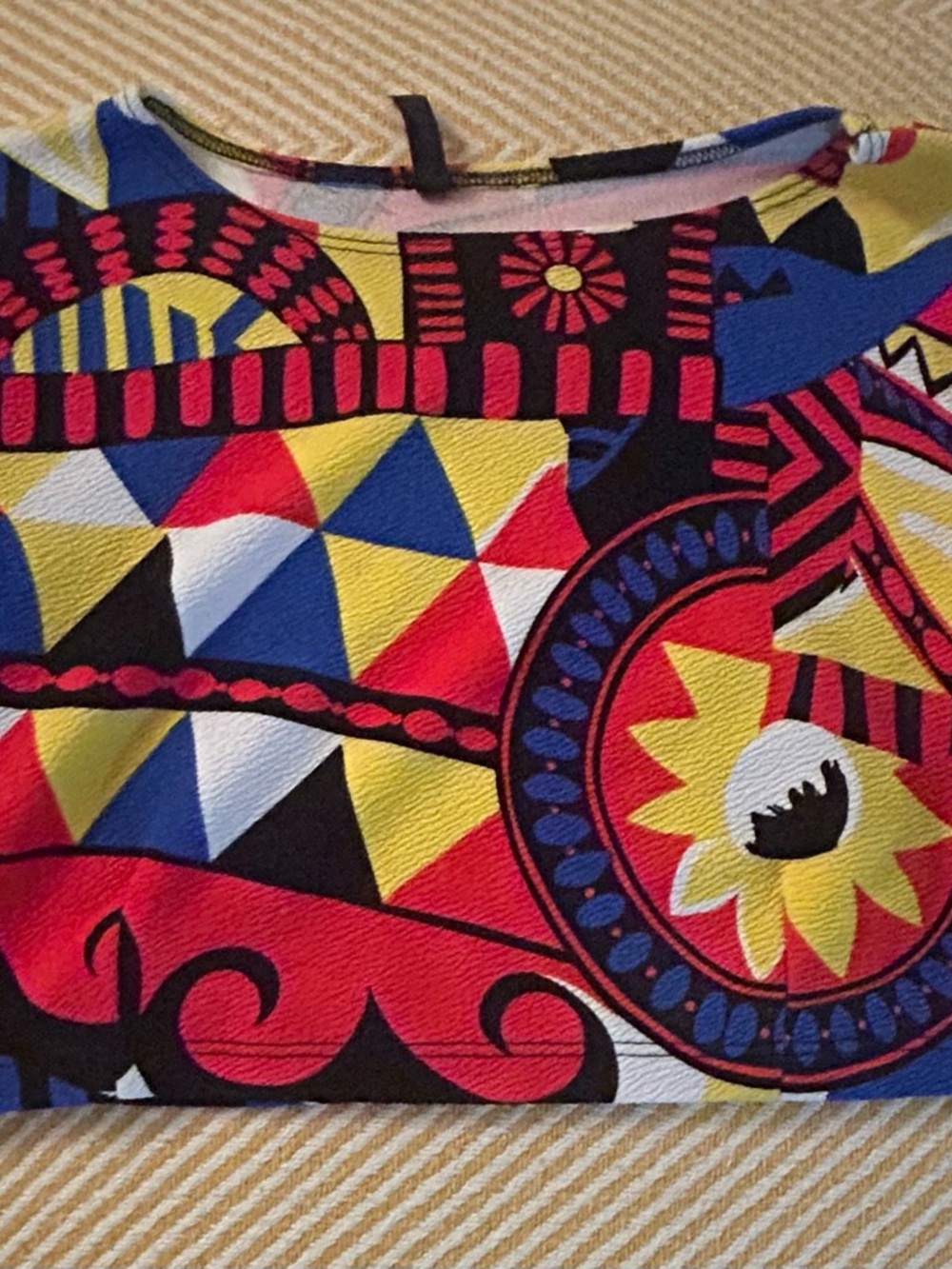 Crop Bright Geo Floral Print Top - Multicolor